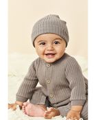 Baby 2-Piece Sweater Jumpsuit & Cap Set, image 2 of 3 slides